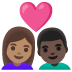 👩🏽‍❤️‍👨🏿 couple with heart: woman, man, medium skin tone, dark skin tone display on Google